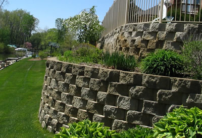 Retaining Wall (Block Contruction) Flowerbed installation, Flowerbed planting (annual and perennial Plants)